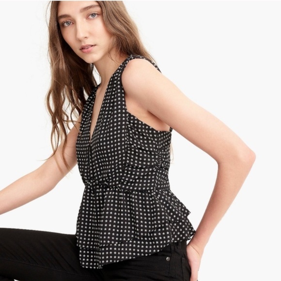 NWT J. Crew V-Neck Peplum Tank Top in Star Print - Picture 2 of 8